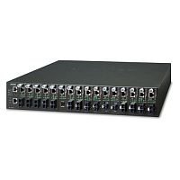 Шасси для медиаконвертеров Planet серии FST/GST, 16 слотов, 19', управляемое, SNMP, 220в АС, слот для резервного блока питания MC-1610MR