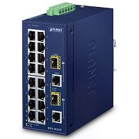 Промышленный неуправляемый коммутатор Planet 16 портов 10/100 Мб/с,  2 порта  TP/SFP Combo 1000 Мб/с IFGS-1822TF