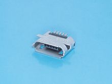 Разъем micro USB, гнездо на плату, поверхностный монтаж, 5 контактов USB/Mc-1J