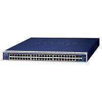 Коммутатор управляемый L3, PoE+ 48 портов RJ45 10/100/1000 Мб/с, 4 порта SFP+ 10G, 2 слота для блоков питания GS-6322-48UP4X