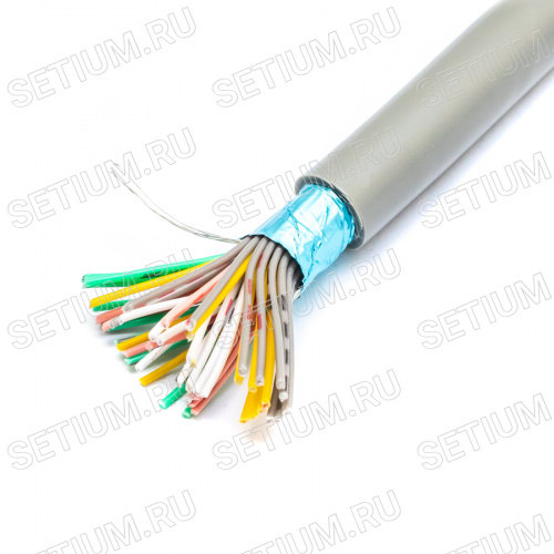 Кабель коммуникационный 50 проводов, 28 AWG,  бухта 50м, экранированный, серый